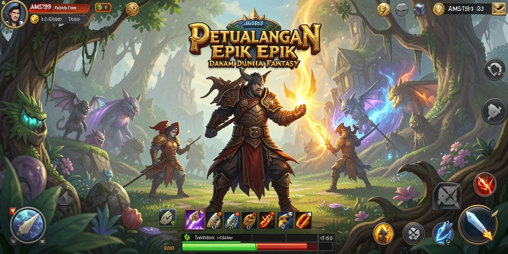 Tampilan aksi seru dalam gameplay RPG AMS789.