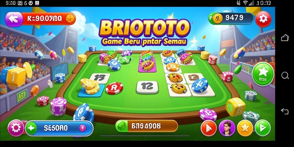 Tampilan gameplay seru di BRIOTOTO dengan pemain aktif dan angka yang muncul.