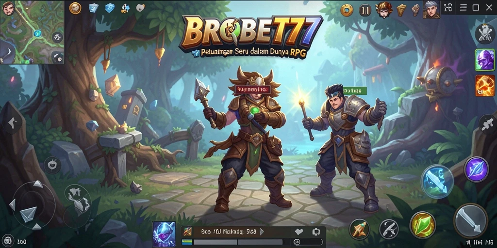 Tampilan gameplay BROBET77 yang menakjubkan dengan pertarungan epik RPG.