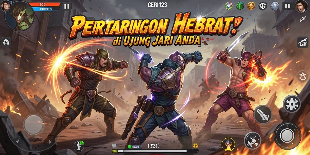 Screenshot gameplay CERI123 dengan pertarungan yang mengasyikkan.