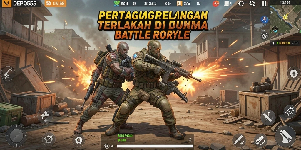 Gameplay seru DEPO555 dalam pertempuran Battle Royale.
