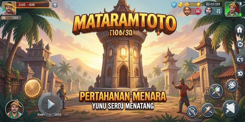 Tampilan menara dan musuh dalam gameplay MATARAMTOTO.