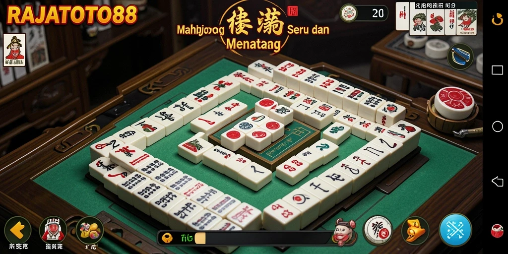 Screenshot gameplay RAJATOTO88 menampilkan kebersamaan dan strategi bermain Mahjong.