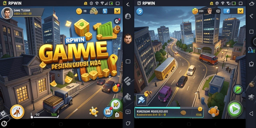 Tangkapan layar gameplay RPWIN dengan manajemen bisnis yang seru.