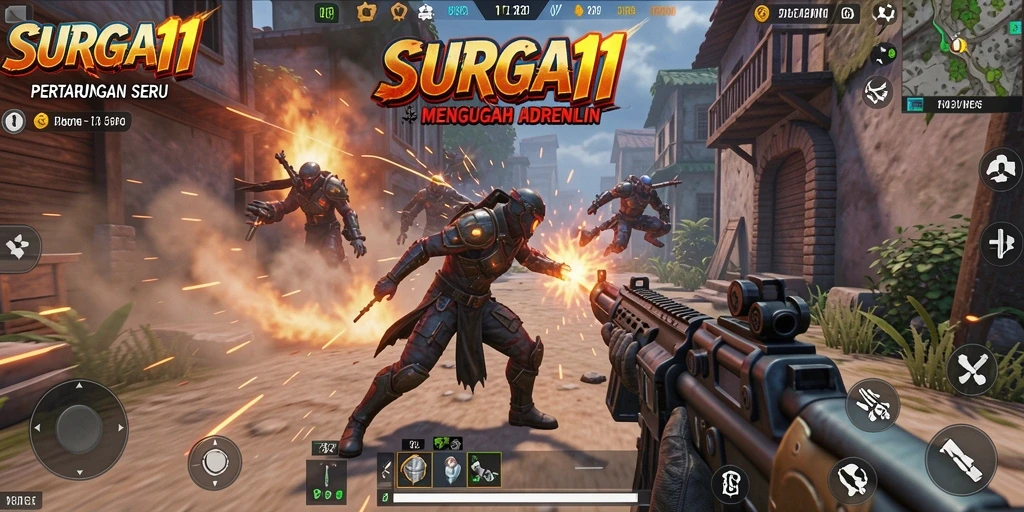 Tampilan gameplay SURGA11 yang mendebarkan saat bertarung.