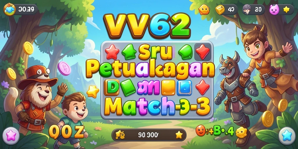 Tampilan gameplay VV62 yang menantang dan penuh warna.
