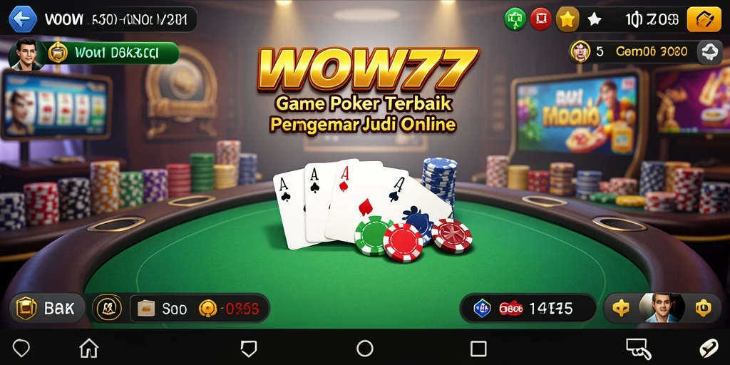 Tampilan gameplay Poker seru dan menarik di WOW77.